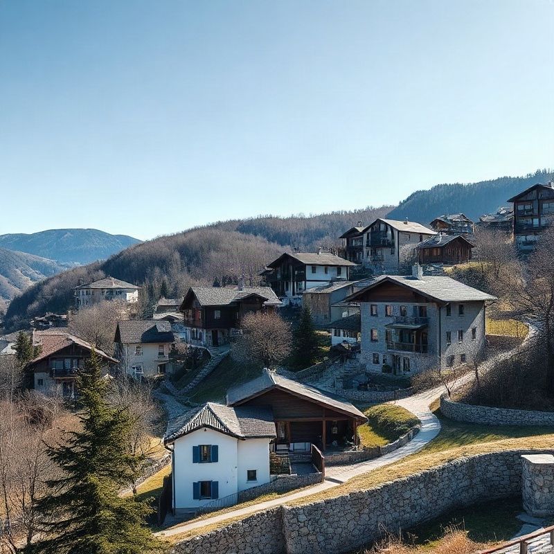 Panoramski pogled na stanovanjsko sosesko v Gorenjski dolini